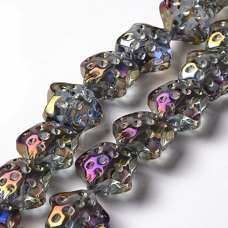 Transparent Electroplate Glass Beads Strands GLAA-C025-01G-1