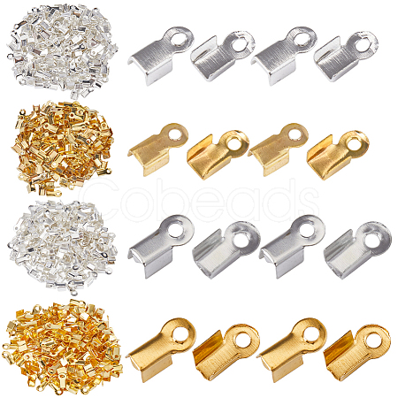 1200Pcs 4 Style Iron Folding Crimp Ends IFIN-SP0001-07-1