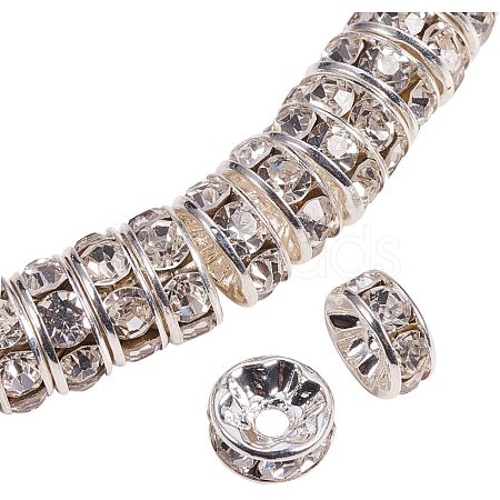 Silver Plated Brass Middle East Rhinestone Spacer Beads RB-PH0001-07S-NF-1