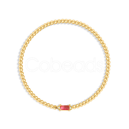 Birthstone 304 Stainless Steel Pave Cubic Zirconia Link Bracelets FS-WG4804B-08-1