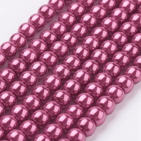 Eco-Friendly Dyed Glass Pearl Round Beads Strands HY-A002-4mm-RB027-1