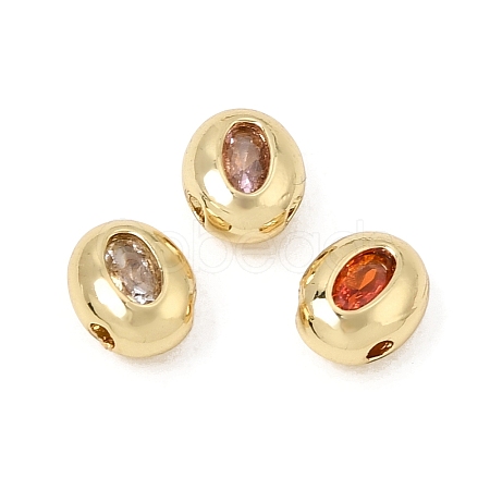 Brass Pave Cubic Zirconia Beads CU-CBA7D12-01G-1