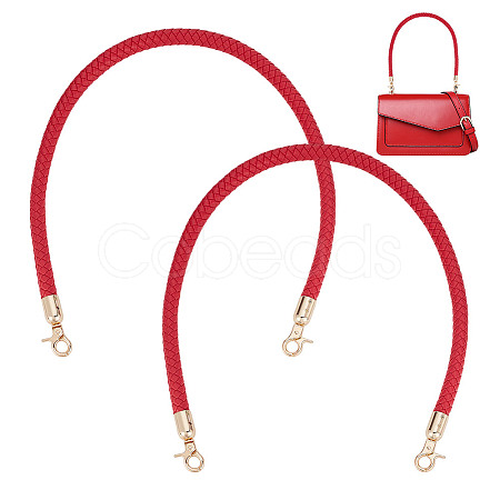 PU Imitation Leather Zinc Alloy Woven Bag Handles FIND-WH0400-20-1