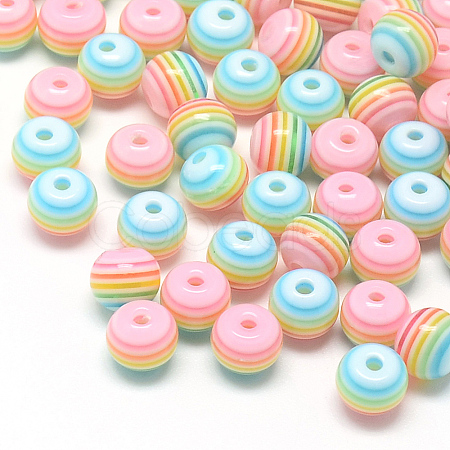 Transparent Stripe Resin Beads X-RESI-S345-6mm-09-1