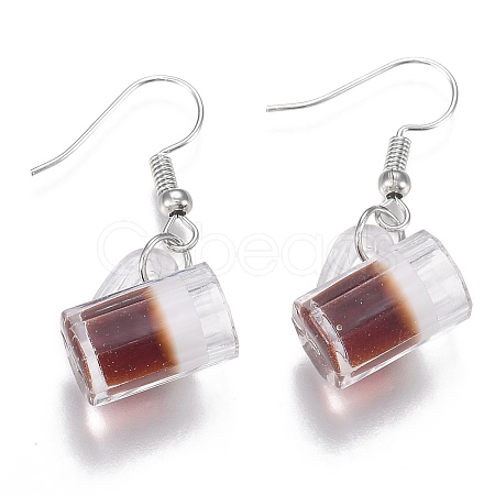 Resin Draft Beer Dangle Earring EJEW-N0030-01A-P-1