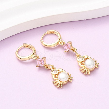 Brass Micro Pave Cubic Zirconia Hoop Earrings EJEW-A149-04A-G-1