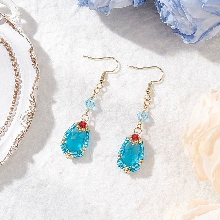 Handmade Glass Seed Beads Teardrop Dangle Earrings EJEW-MZ00576-03-1
