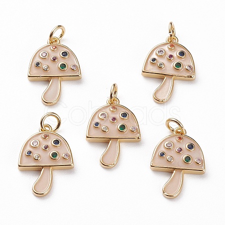 Brass Micro Pave Colorful Cubic Zirconia Pendants X-KK-C100-09G-1