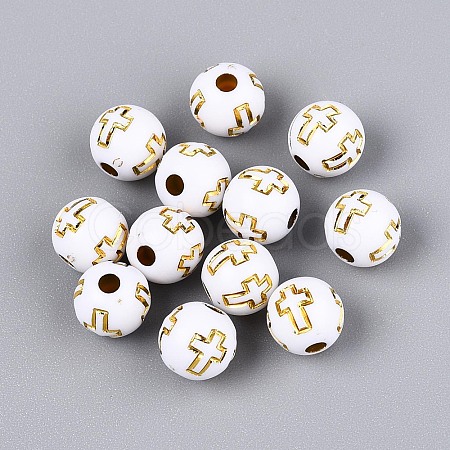 800Pcs Plating Acrylic Beads PACR-PA0001-06B-1