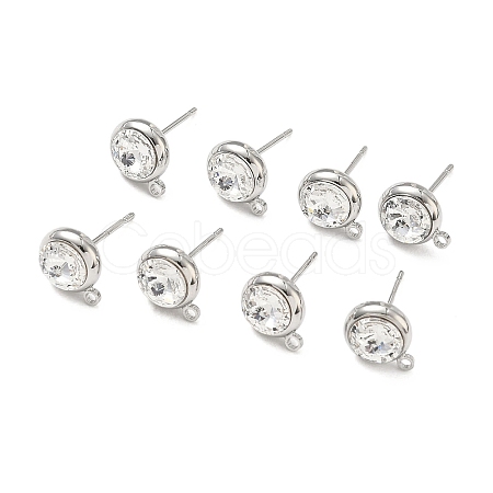 SHEGRACE Brass Rhinestone Flat Round Stud Earring Findings XGR0099P-120P-1