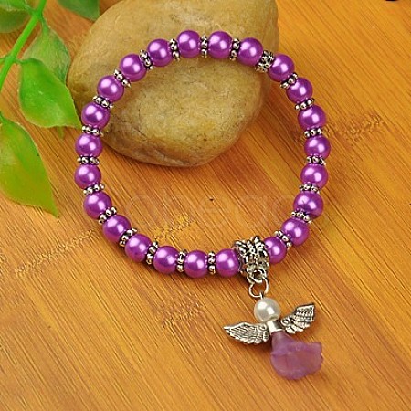 Lovely Wedding Dress Angel Bracelets for Kids BJEW-JB00727-08-1