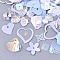 Ornament Accessories, PVC Plastic Paillette/Sequins Beads, Mixed Shapes, Light Sky Blue, 3~13x3~13x0.4~1.5mm, Hole: 0.9~1.4mm