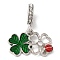 Rack Plating Alloy Crystal Rhinestone European Dangle Charms, Large Hole Clover & Ladybug Pendants with Green & Red Enamel, Cadmium Free & Nickel Free & Lead Free, Platinum, 27mm, Hole: 5mm