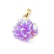 UV Plating Brass Pendants, Flower, with Resin, Iridescent, Rack Plating,Long-Lasting Plated, Lead Free & Cadmium Free, Real 18K Gold Plated , Lilac, 18x16x8mm, Hole: 5x2mm