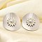 304 Stainless Steel Stud Earrings, with Enamel, Flower, Stainless Steel Color, 27x29.5mm