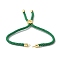 Cotton Cord Bracelet Making, with Brass Findings, Flat Round with Tree of Life, Real 18K Gold Plated, Dark Green, 8-5/8 inch(22cm), Hole: 2mm