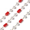 316 Surgical Stainless Steel Chains, with ABS Imitation Pearl and Glass Beads, Soldered, Real 18K Gold Plated, Red, 2x1.5x0.1mm, about 16.40 Feet(5m)/Roll