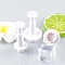 Plastic Cookie Fondant Stamper Set, Biscuit Cookie Stamp Impress, Round with Flower Pattern, White, 20~30x42~50mm, about 3pcs/set