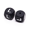 Silicone Beads, Cube with Letter.L, Black, 12x12x12mm, Hole: 2mm