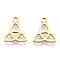 Ion Plating(IP) 304 Stainless Steel Charms, Trinity Knot/Triquetra, Irish, Real 18K Gold Plated, 13.3x11.7x1mm, Hole: 1.5mm