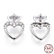 Rhodium Plated 925 Sterling Silver Micro Pave Cubic Zirconia Charms, with S925 Stamp, Heart Charms, Nickel Free, Real Platinum Plated, 10x8x5.5mm, Hole: 3.5x5.5mm