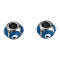 201 Stainless Steel Enamel Beads, Round with Evil Eye, Golden, Stainless Steel Color, Steel Blue, 8.5x8.5x6mm, Hole: 3mm