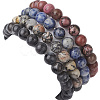 4Pcs Constellation 8mm Round Natural Larvikite & Blue Spot Jasper & Rhodonite & Picasso Jasper Beaded Stretch Bracelets for Women BJEW-JB10639-5