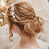 GOMAKERER 2Pcs 2 Colors Wedding Bridal Flower ABS Plastic Imitation Pearl Headband OHAR-GO0001-09-6