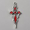 Siam Rhinestone Cross Pendant with Red Enamel ENAM-WH0001-06AS-04-1
