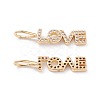 Brass Micro Pave Clear Cubic Zirconia Pendants X-ZIRC-L093-76G-2