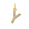 Brass Cubic Zirconia Pendants with Jump Rings FIND-PW0024-09Y-1