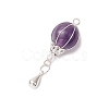 4Pcs 4 Styles Natural Carnelian & Rose Quartz & Green Aventurine & Amethyst Hot Air Balloon Pendants PALLOY-TA00227-3