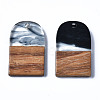 Transparent Resin & Walnut Wood Pendants RESI-T035-32D-2