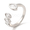 Rack Plating Brass Pave Clear Cubic Zirconia Open Cuff Rings for Women RJEW-Q770-31P-3