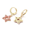 Star Golden Brass Dangle Leverback Earrings EJEW-L268-033G-01-2