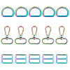 15Pcs 3 Style Rainbow Color Zinc Alloy Swivel Clasps FIND-GF0003-40-1