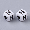 White Opaque Acrylic Beads X-MACR-R869-02H-2