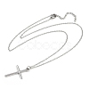 304 Stainless Steel Cross Pendant 3 Layer Necklaces for Women NJEW-F343-02P-5
