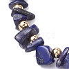 Adjustable Natural Lapis Lazuli Chips Beaded Slider Bracelets for Women BJEW-JB10489-3