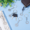 6Pcs 3 Style Chakra Alloy Symbol Pendant Keychains KEYC-FG0001-14-5