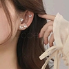 Clear Cubic Zirconia Butterfly Stud Earrings EJEW-G351-01P-3