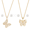 2 Sets 2 Styles Clear Cubic Zirconia Stud Earrings & Butterfly Pendant Necklaces Set SJEW-HY0001-01-1