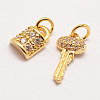Brass Micro Pave Grade AAA Cubic Zirconia Charms X-ZIRC-G090-29G-NR-1