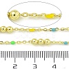 Brass Enamel Round Beaded Link Chain CHC-G022-07G-13-2