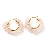 Natural Rose Quartz Chips Braided Hoop Earrings EJEW-JE04940-01-1