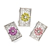 Brass Crystal Rhinestone Rectangle with Flower Multi-Strands Links KK-P306-18P-1