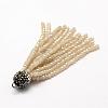 Electroplate Glass Bead Tassel Big Pendants EGLA-P024-01-2