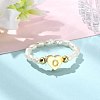 Natural Freshwater Pearl & 304 Stainless Steel Bead Finger Rings RJEW-FS00001-15-4