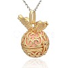 Golden Tone Brass Hollow Round Cage Pendants KK-J234-07G-2