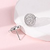 Brass Micro Pave Clear Cubic Zirconia Flat Round Stud Earrings EJEW-H165-05P-3
